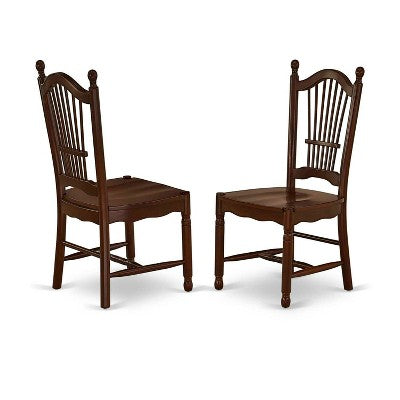 HomeStock 5-Piece Round Mahogany Finish Solid Wood Top Dining Table with 4 Chairs with Drop Leaf