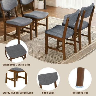 Rustic Wood Dining Table Set for 4, 5 Pieces Rectangular Table Set with Upholstered Chairs for Small Space Kitchen