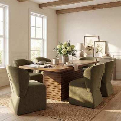 Christopher Knight Home Wichai Modern 7 Piece Wooden and Metal Dining Set with Upholstered Chairs