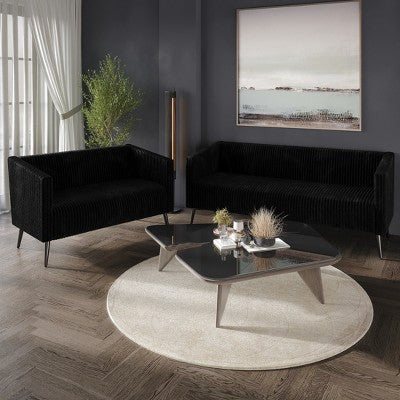 ChaletPosh Velvet Set Of 2 Sofa Set