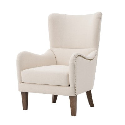 Vintage Accent Chair High-back Armchair Upholstered Lounge Chair Cozy Reading Chair with Ottoman, Classic Tufted & Nailhead Trim, Brown - ModernLuxe