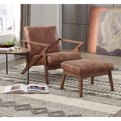 2pc Bianca Mid-Century Modern Armchair and Ottoman Set - Buylateral