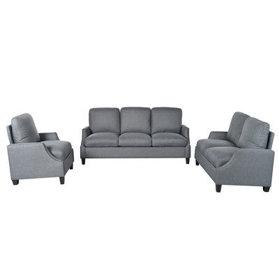 GDFStudio Cordoba Modern 3 Piece Upholstered Sofa Set with Nailhead Trim