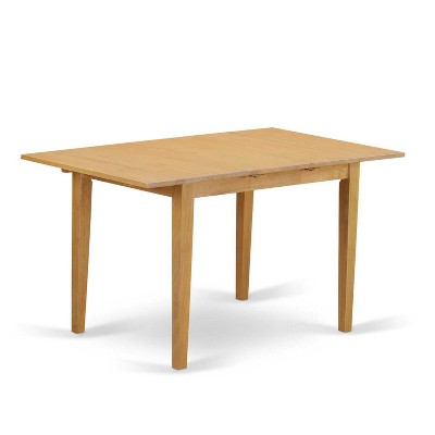 HomeStock 5-Pc Natural Oak Finish Solid Wood Top-Rectangular Dining Room Set with Butterfly Leaf-Seats 4