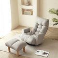 GDFStudio Sorrel Modern 360 Swivel Linen Upholstered Chair with Adjustable Backrest and Ottoman