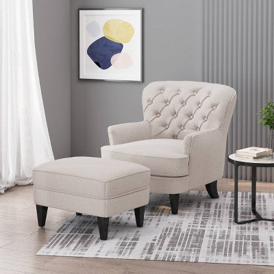 Correia Contemporary Chair and Ottoman Set - Christopher Knight Home