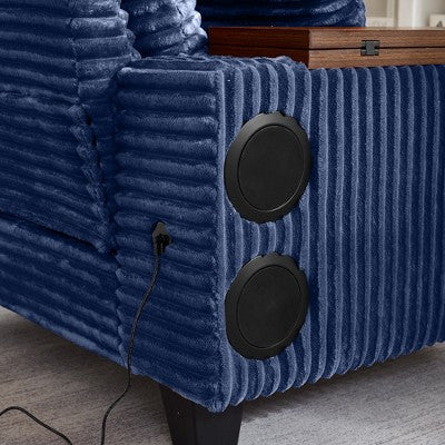 GDFStudio Siesta 42 Modern Corduroy Chair with Ottoman and Hidden Swivel Table