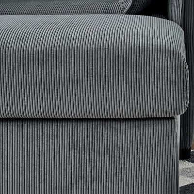 GDFStudio Renac Modern Corduroy Upholstered Chaise Lounge with Storage Ottoman and Pillows