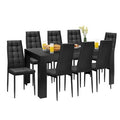 Costway 9pcs Dining Set Wood Table and 8 Fabric Chairs Home Kitchen Modern