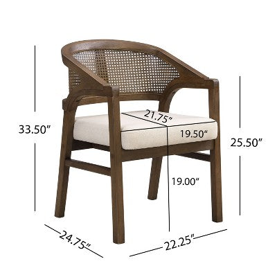 Christopher Knight Home Ilumia Rustic 7 Piece Rattan Rubberwood Upholstered Dining Chairs with Double Pedestal Oval Table