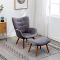 GDFStudio Valda Contemporary Velvet Tufted Accent Chair and Ottoman Set with Wingback