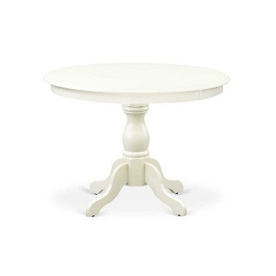 HomeStock 5-Piece Linen White Finish Solid Wood Top Dining table with 4 Chairs