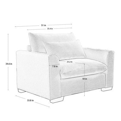 Modern Corduroy Upholstered Accent Chair Armchair with Storage Ottoman, Comfortable Lounge Chair for Living Room or Bedroom - HABITRIO