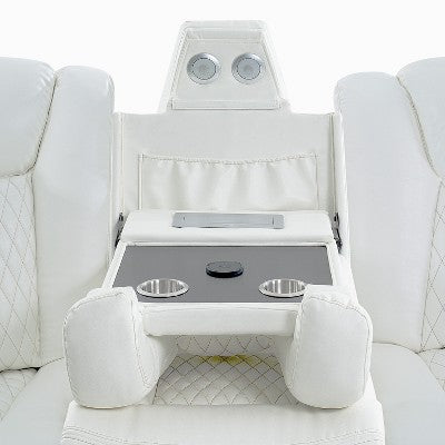 Home Imports Emporium 3 pc Living Room Furniture Set, Power Reclining Set with Built-in USB Ports and Storage Console, LED Reclining for Living Room