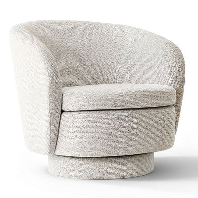 3-Piece Modern Seating Set with 2 Swivel Barrel Accent Chairs and Black Pedestal Round Side Table for Living Room or Reading Corner-Panipeachy