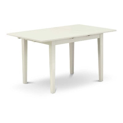HomeStock 3-Pc Linen White Finish Rectangular Solid Wood Top with Butterfly Leaf Dining Table Set