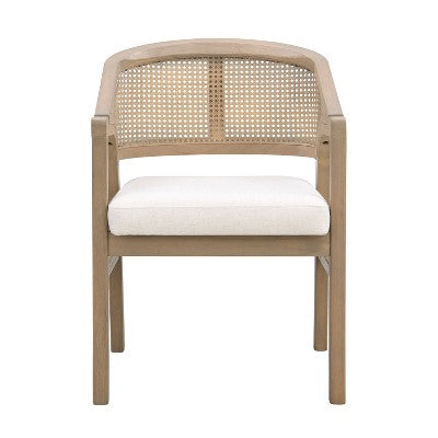 Christopher Knight Home Ilumia Rustic 7 Piece Rattan Rubberwood Upholstered Dining Chairs with Double Pedestal Oval Table