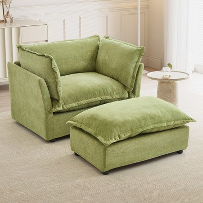 GDFStudio Becky Modern 47 Armchair Sofa with Movable Ottoman