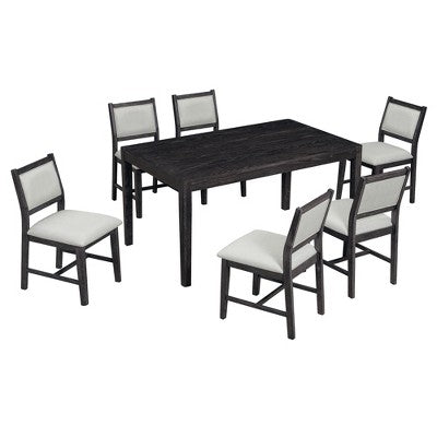 Merax 7-Piece Retro Dining Table Set for 6