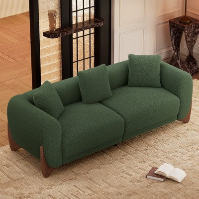 Modern Boucle Fabric Sofa Set - 1 Sofa and 2 chairs with Sleek Wooden Legs for Living Room or Home Office - Morden Fort