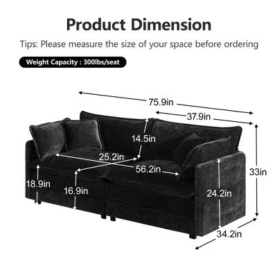 GDFStudio Kelsen Mid-century Modern 3 Piece Chenille Upholstered Sofa Set with Pillows
