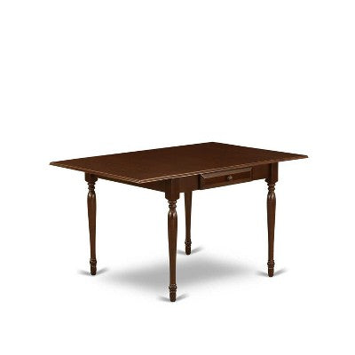 HomeStock 3-Pc Mahogany Finish Rectangular Solid Wood Top with Dropleaf Dining Table Set