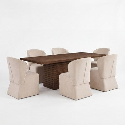 Christopher Knight Home Wichai Modern 7 Piece Wooden and Metal Dining Set with Upholstered Chairs