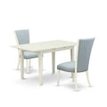 HomeStock 3-Pc Linen White Finish Rectangular Solid Wood Top with Butterfly Leaf Dining Table Set