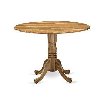 3-Piece Natural Oil Finish Solid Wood Top - Round Dining Room Set - Seats 4