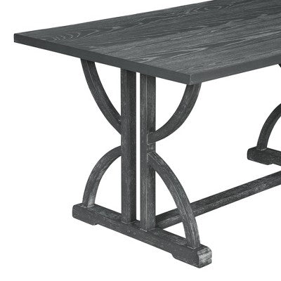 Farmhouse Dining Set for 4, Rectangular Kitchen Table Set with 4 Upholstered Chairs and Bench