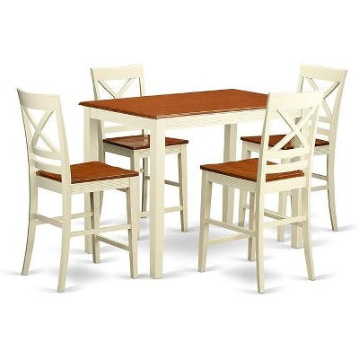 HomeStock Belmont Dining Counter Height Set- High Table And Dining Chairs