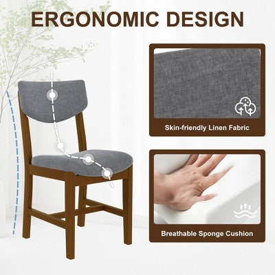 Rustic Wood Dining Table Set for 4, 5 Pieces Rectangular Table Set with Upholstered Chairs for Small Space Kitchen