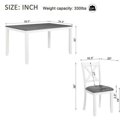 GDFStudio Loren Modern 7-Piece Solid Wood Upholstered Dining Table and Chairs Set