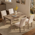 Wooden Dining Set - Modern Farmhouse Style Rectangular Table & Upholstered Chairs for Kitchen & Dining Room (Beige)-Morden Fort