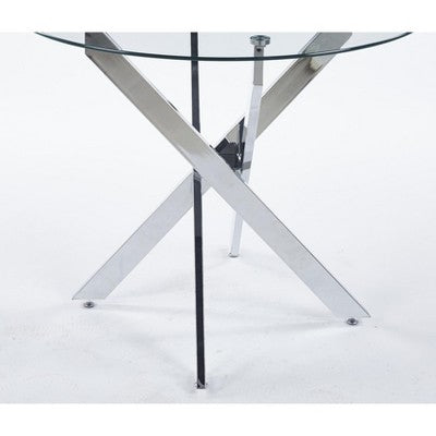 5-Piece Mid-Century Dining Set with Glass Table Top and Metal Legs for 4-6 People, Also Functions as Coffee Table