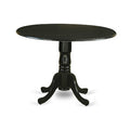 3-Piece Black Finish Solid Wood Top-Round Upholstered Dining Room Set -Seats 4
