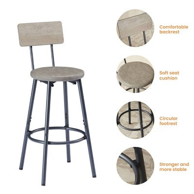 Industrial 4PCS Long Bar Table Set with 3 PU Upholstered Bar Stools, 4L -ModernLuxe