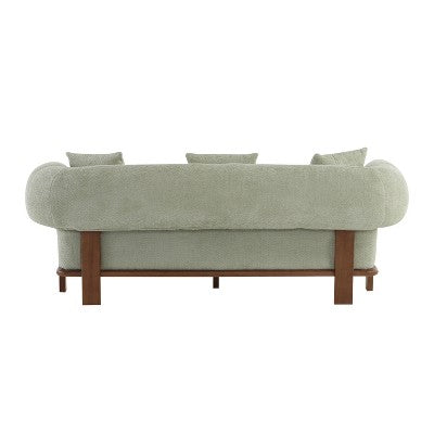 Christopher Knight Home Tadg 82 Rubberwood Boucle Upholstered 3 Seater Curved Sofa with Pillows (Set of 2)