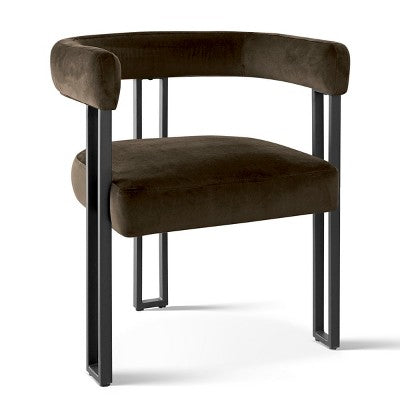 7-Piece Dining Table Set with Velvet Chairs, Modern Oval Black Table & Upholstered Armchairs with Metal Legs for Dining Room-Panipeachy