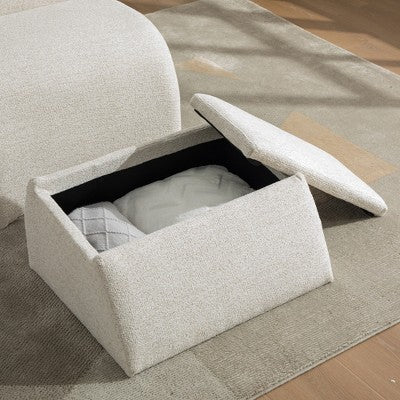 GDFStudio Amelia Modern Chenille Upholstered Armless Chair with Storage Ottoman