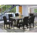 HomeStock Belmont 7-Piece Kitchen Table Set 6 Dining Chairsand Rectangular Dining Table - Black Finish