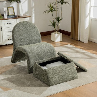 GDFStudio Amelia Modern Chenille Upholstered Armless Chair with Storage Ottoman