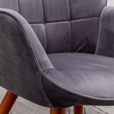 GDFStudio Valda Contemporary Velvet Tufted Accent Chair and Ottoman Set with Wingback
