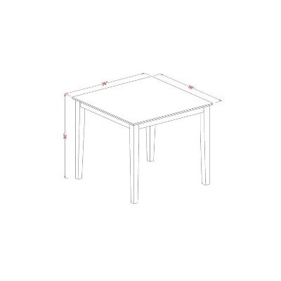 HomeStock 3-Pc Mahogany Finish Square Solid Wood Top Dining Table Set