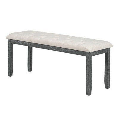 Farmhouse Dining Set for 4, Rectangular Kitchen Table Set with 4 Upholstered Chairs and Bench