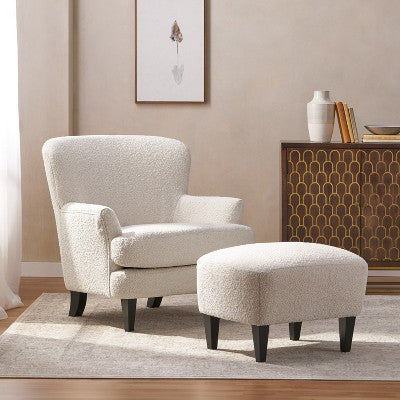 Christopher Knight Home Gerald Contemporary Boucle Upholstered Club Chair and Ottoman Set