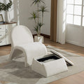 GDFStudio Amelia Modern Chenille Upholstered Armless Chair with Storage Ottoman
