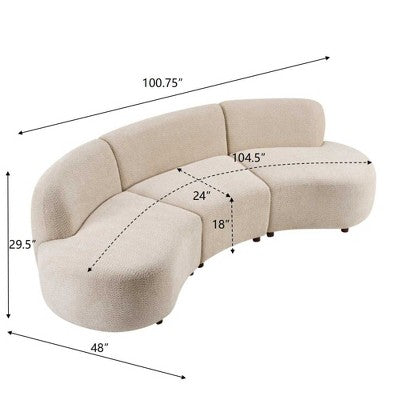 Christopher Knight Home Cozelle 5 Piece Modern Curved Cloud Boucle Upholstered Sectional Sofa Set