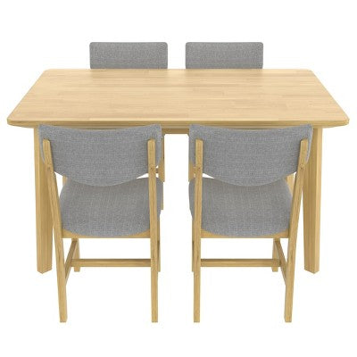 Rustic Wood Dining Table Set for 4, 5 Pieces Rectangular Table Set with Upholstered Chairs for Small Space Kitchen