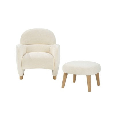 GDFStudio Leisure Fabric Upholstered Chair with Ottoman